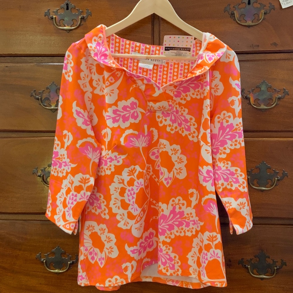 Gretchen Scott Designs Orange and Pink Floral Tunic